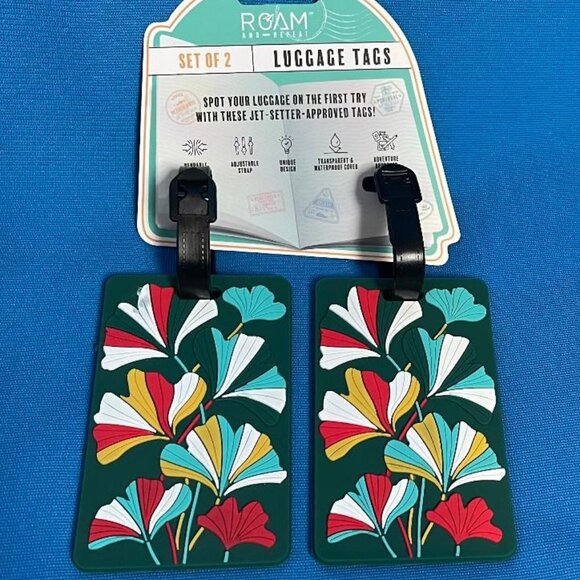 GINGKO FLOWERS SET OF 2 EASY TO SEE UNIQUE LUGGAGE / BAG TAGS TRAVEL / TRAVELING - Picture 10 of 10